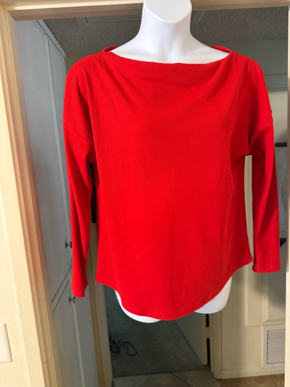 Caslon Red Boatneck Long Sleeve Top